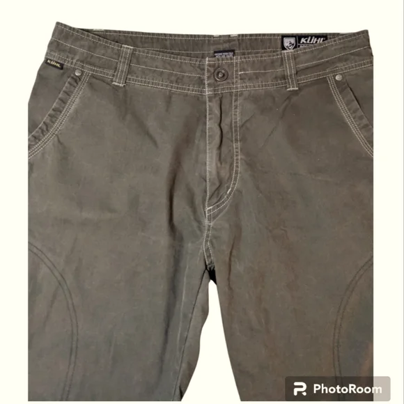 KÜHL Cargo Hiking Vintage Patina Dye Olive Outdoor Shorts Men's 34 EXC. COND.!! - Picture 2 of 10